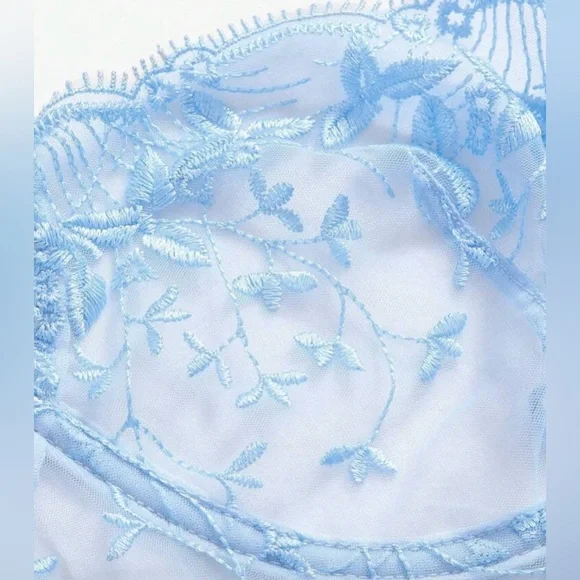 NWOT Elegant Blue Floral Lace Lingerie Set! - Picture 4 of 9